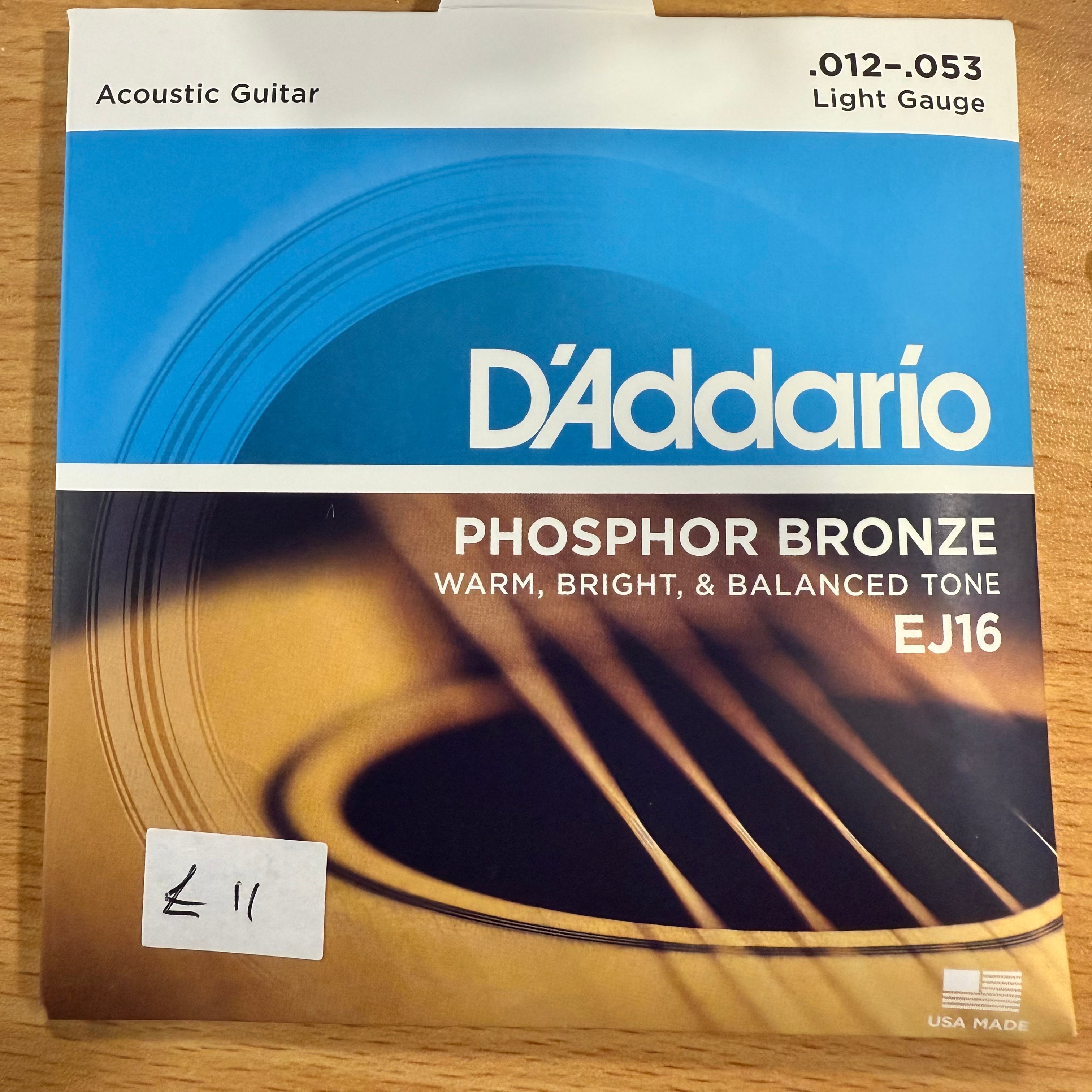 D'ADDARIO EJ16 PHOSPHOR BRONZE 12-53 LIGHT SET