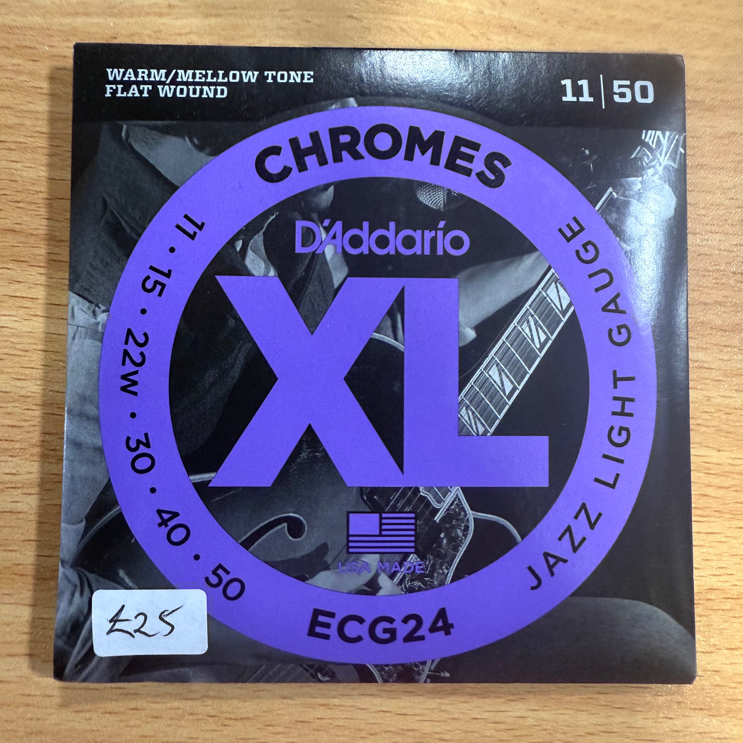 D'Addario ECG24 XL Flatwound Chromes, Jazz Light, 11-50