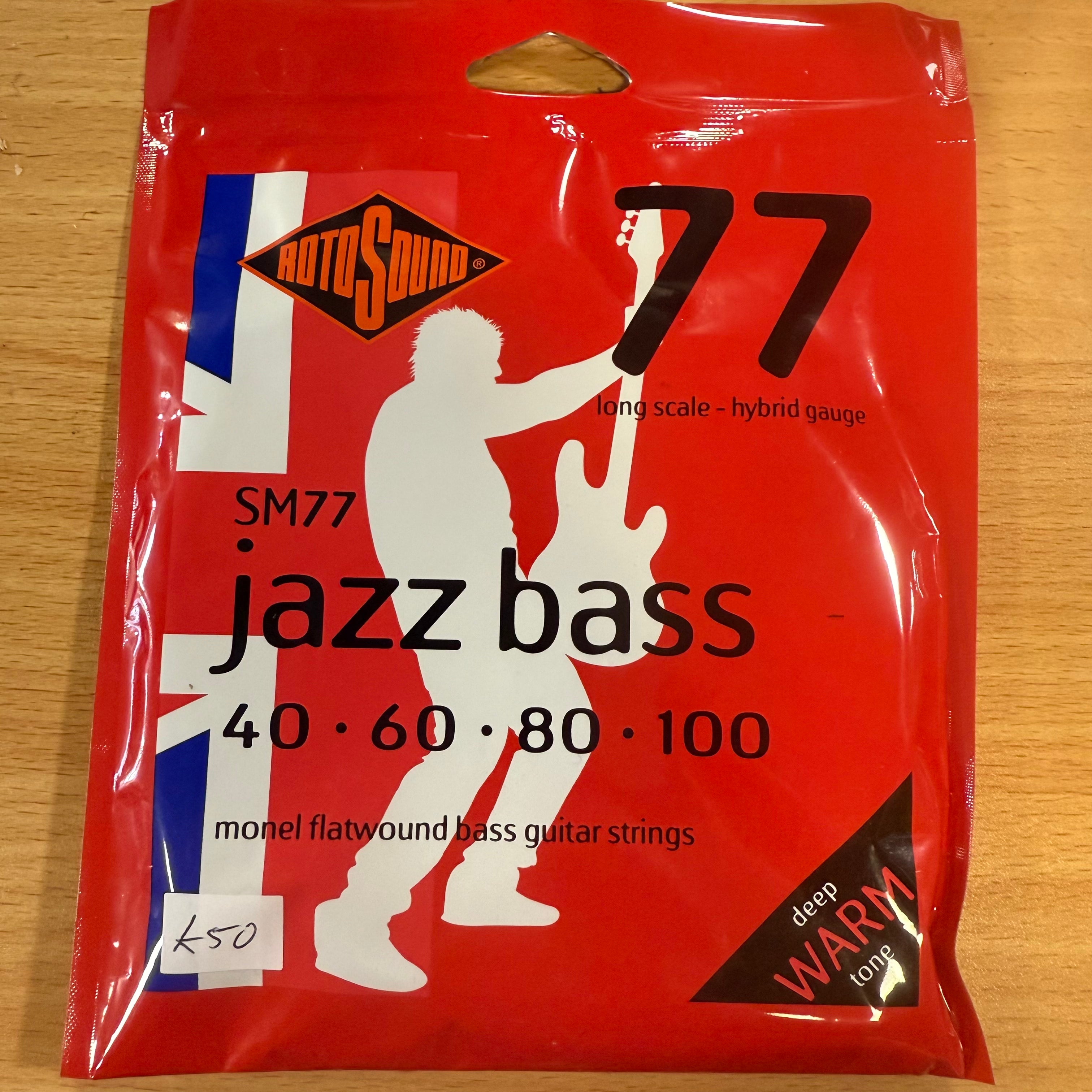 Rotosound SM77 Jazz Bass 77 Flatwound Bass Strings, 40-100