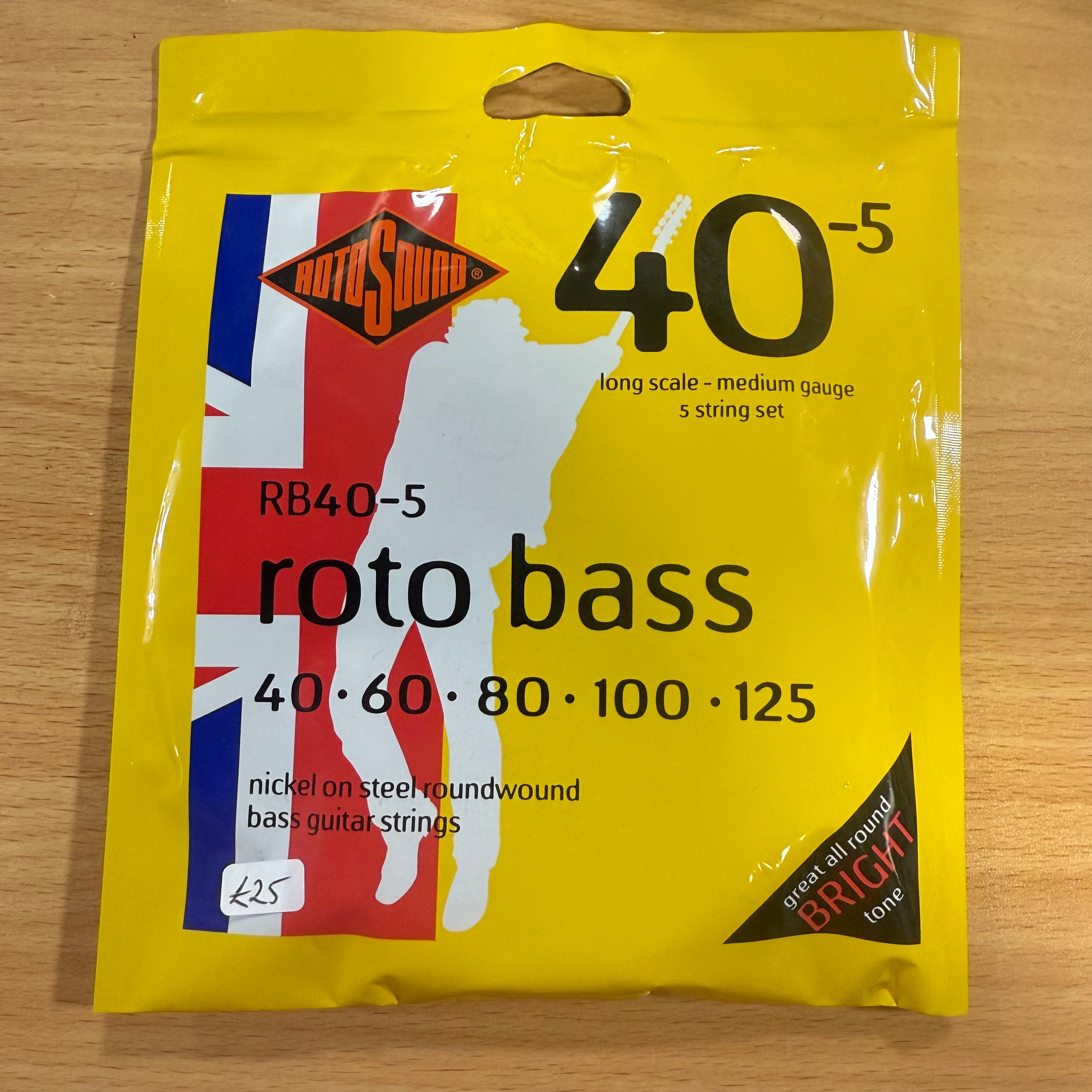 Rotosound ROTO BASS Nickel Round Wound 40-125 5-String Bass Guitar Strings, Long Scale [RB40-5]