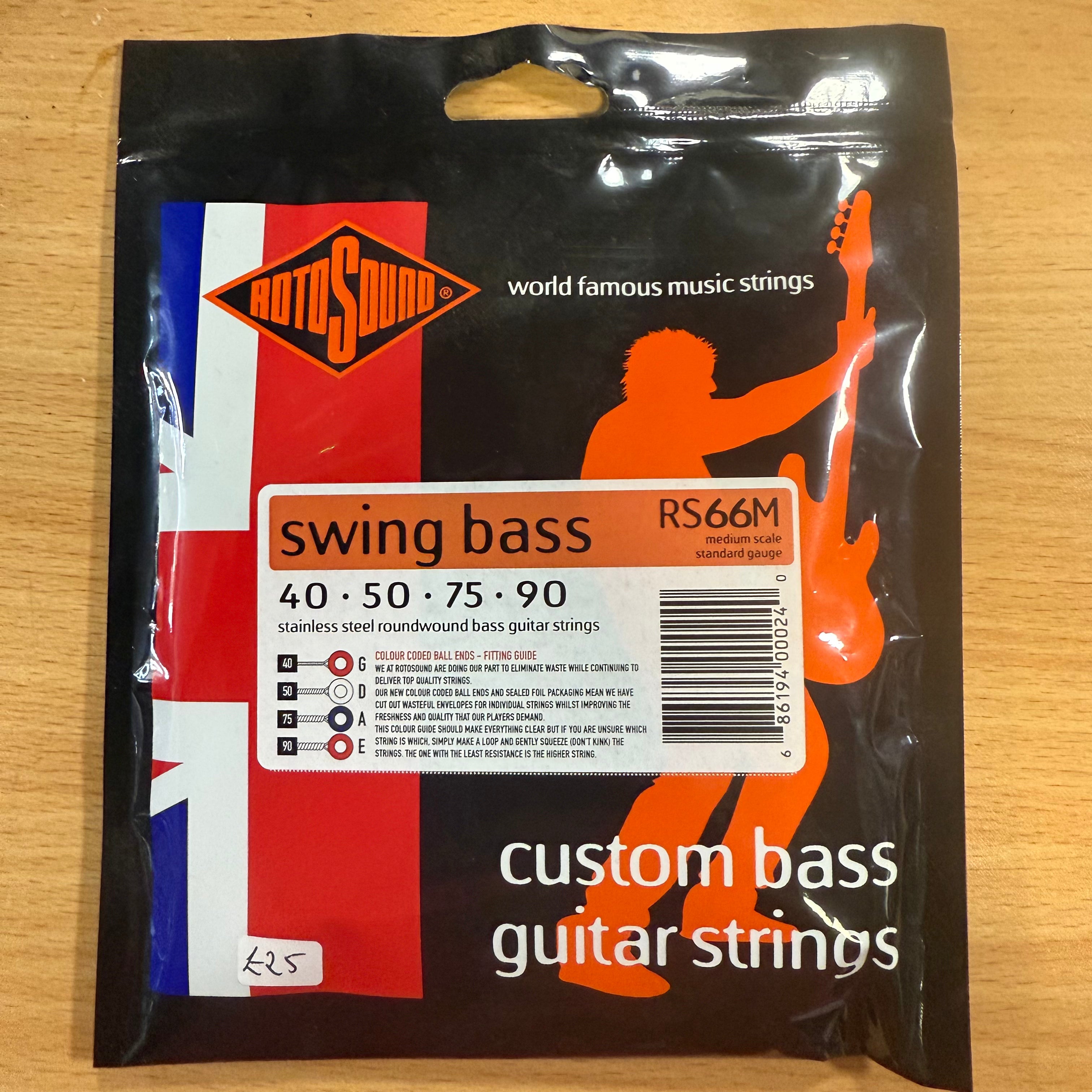 Rotosound Swing Bass Stainless Steel 40-90 Bass Guitar Strings, Medium Scale [RS66M]