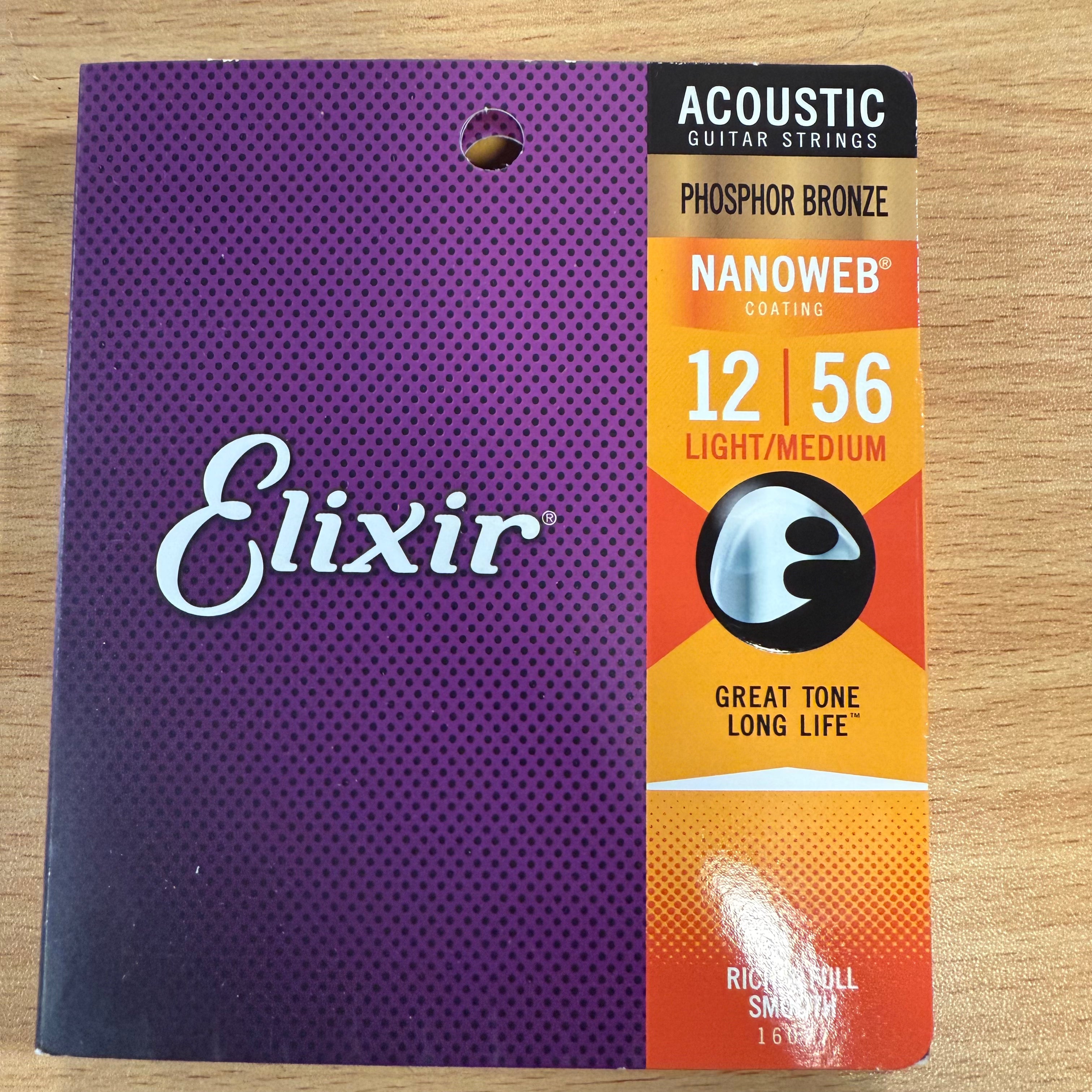 Elixir Acoustic Phosphor Bronze Nanoweb Light/Medium Gauge 12-56