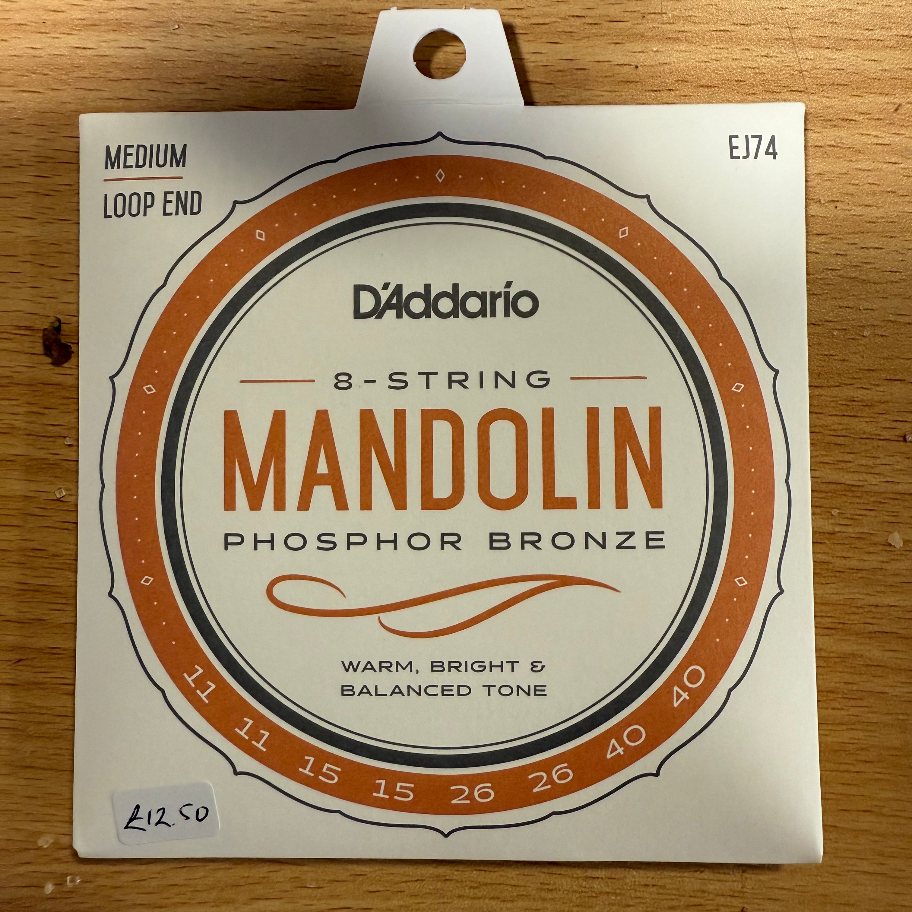 D'Addario EJ74 Mandolin Strings, Phosphor Bronze Wound, Loop End, 11-40 Medium
